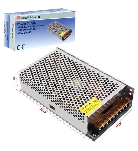 Mervesan (MRW-250-12) 250 WATT 12VDC 20 AMP Adaptör