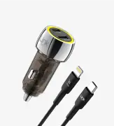 C438 Şeffaf 55W Çift PD (30W) & QC (25W) Tip-C→Lightning Kablolu