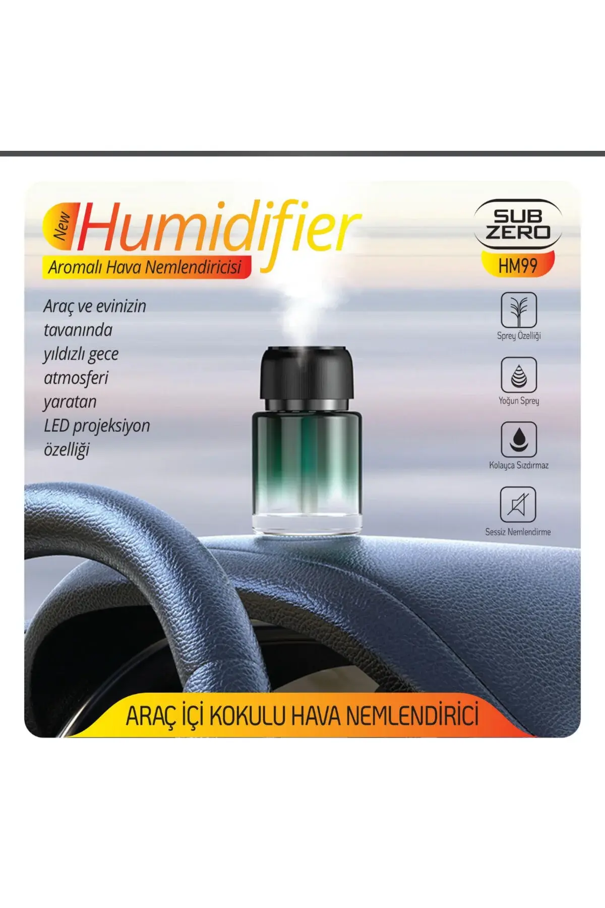 Subzero HM99 Otomatik Araç İçi Koku Difüzör | Lazer Yıldız Projeksiyonlu Aroma Sistemi