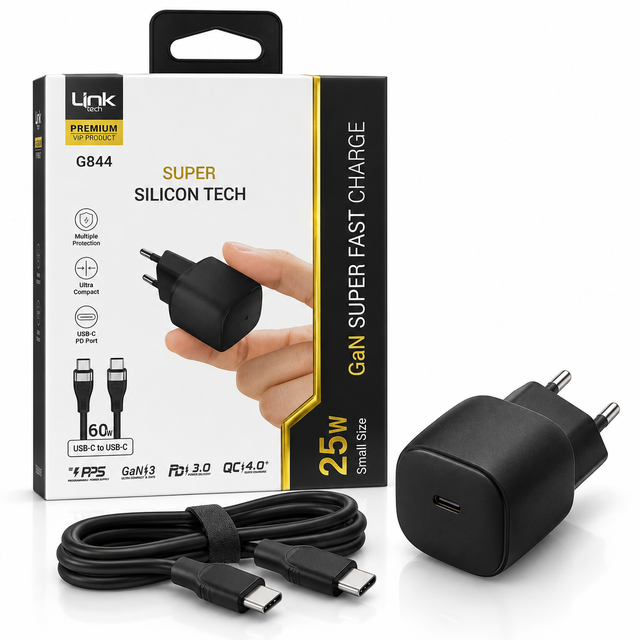 25W Hızlı Şarj Cihazı | Linktech G844 KVK Garantili Adaptör