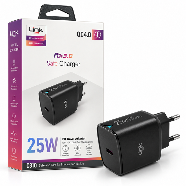 25W Hızlı Şarj Cihazı | Linktech C310 PD Type-C Adaptör