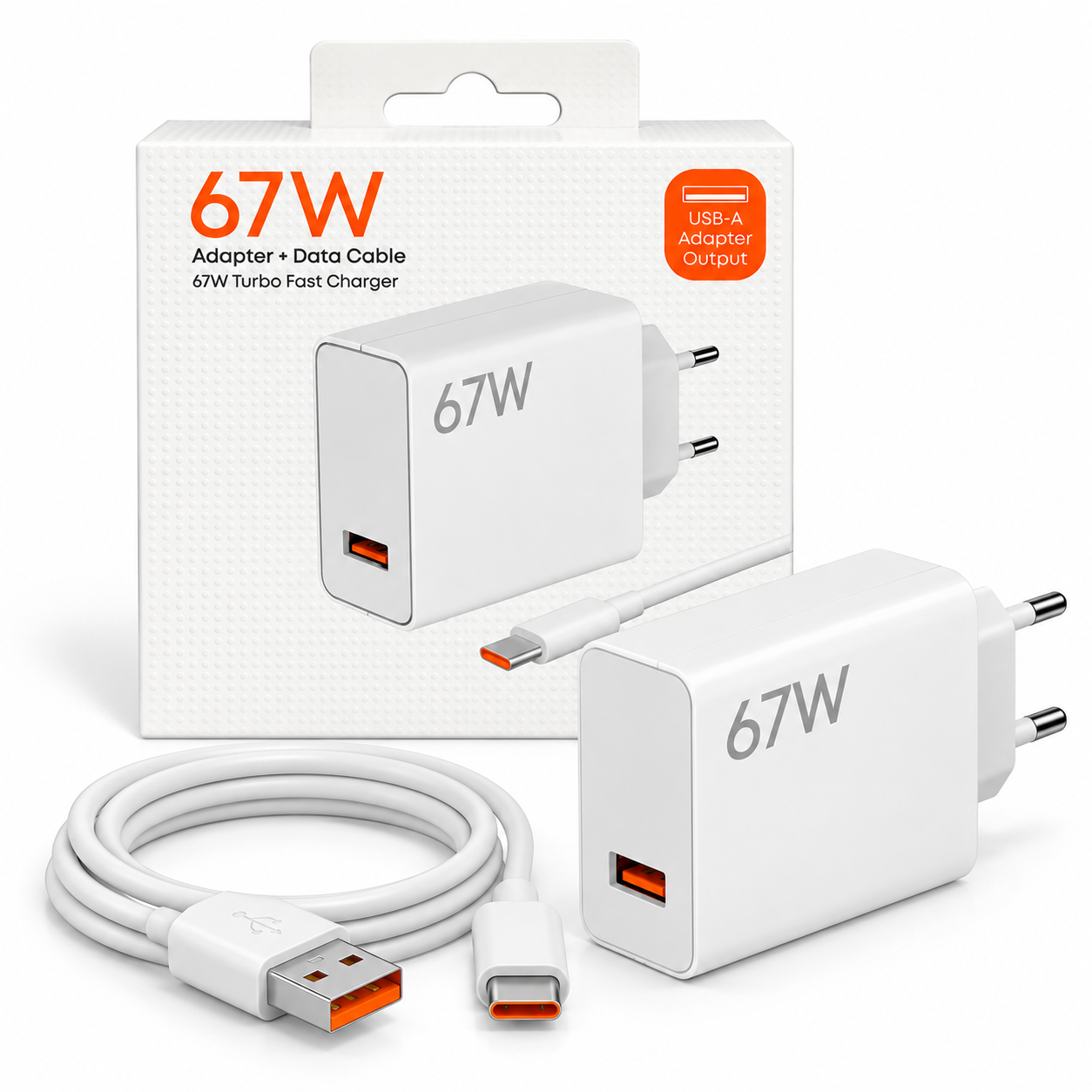 67W Turbo Hızlı Şarj Aleti ve  Type-C Data Kablosu Seti