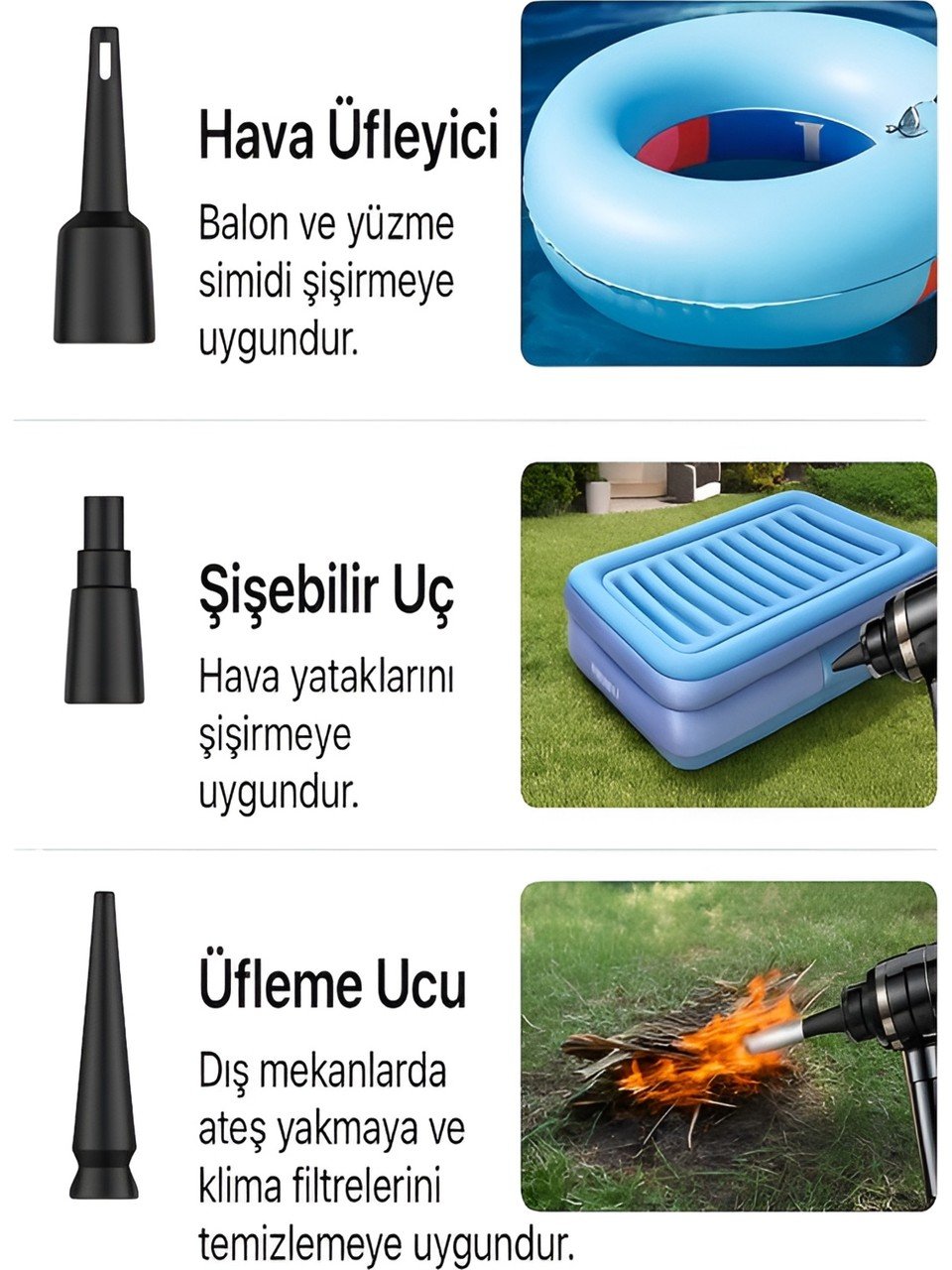 Auhma araç süpürgesi üfleme özelliği