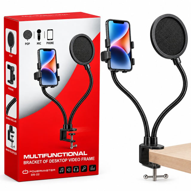 Powermaster DS-22 Telefon ve Mikrofon Tutucu Yayıncı Standı