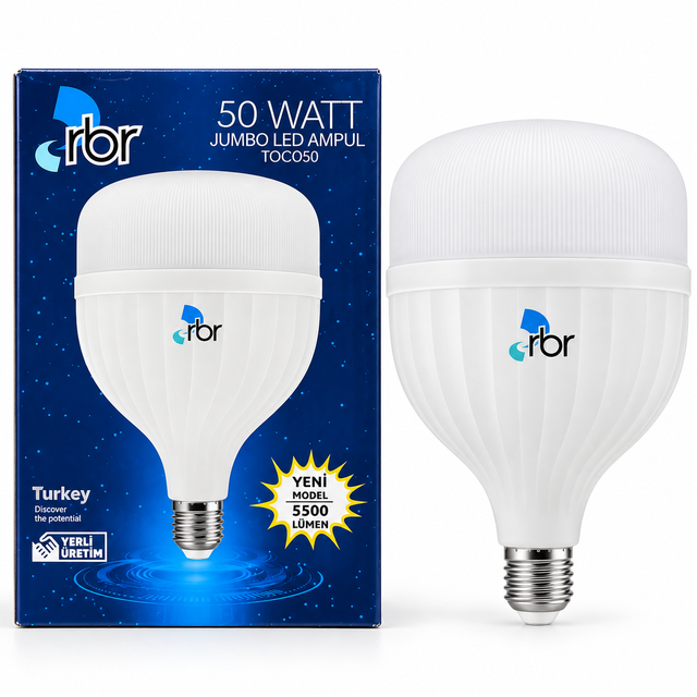 Rbr 50W E27 Jumbo Led Ampul 5500 Lümen 6500K Beyaz Işık