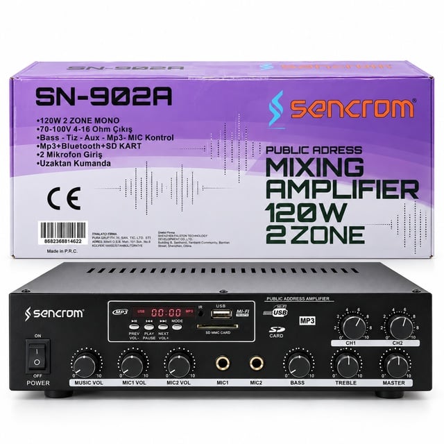 Sencrom SN-902A 120W Hat Trafolu Mikser Amplifikatör