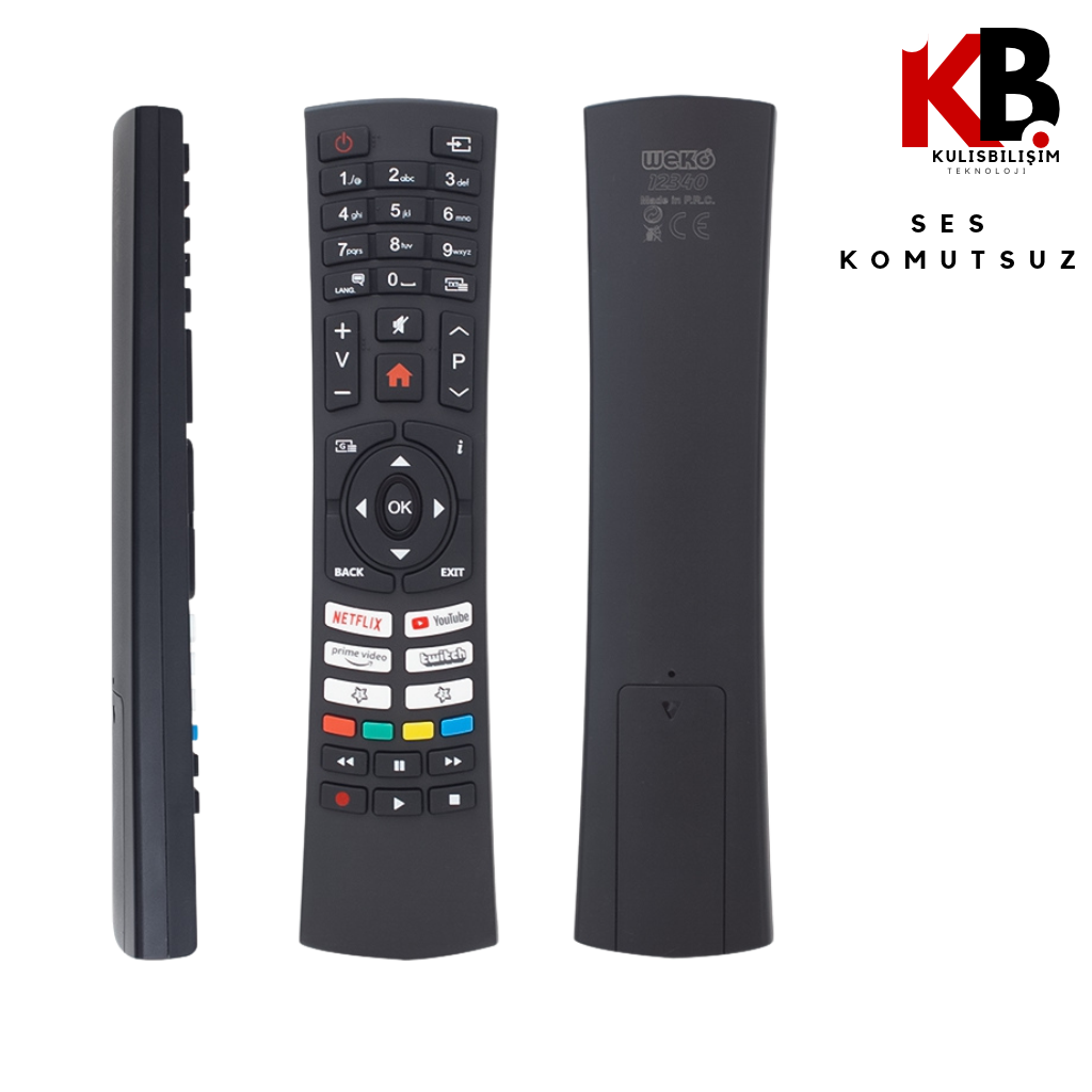 Vestel TV Kumandası 0126  Netflix YouTube Twitch Tuşlu Oval