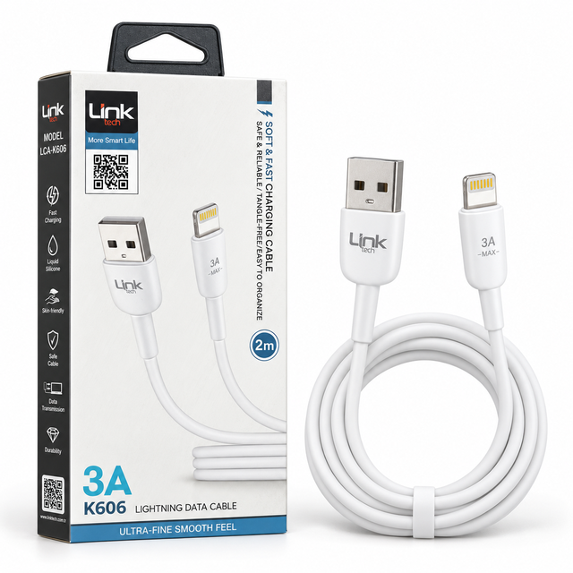 Linktech K606 2 Metre 3A Lightning iPhone Şarj Kablosu