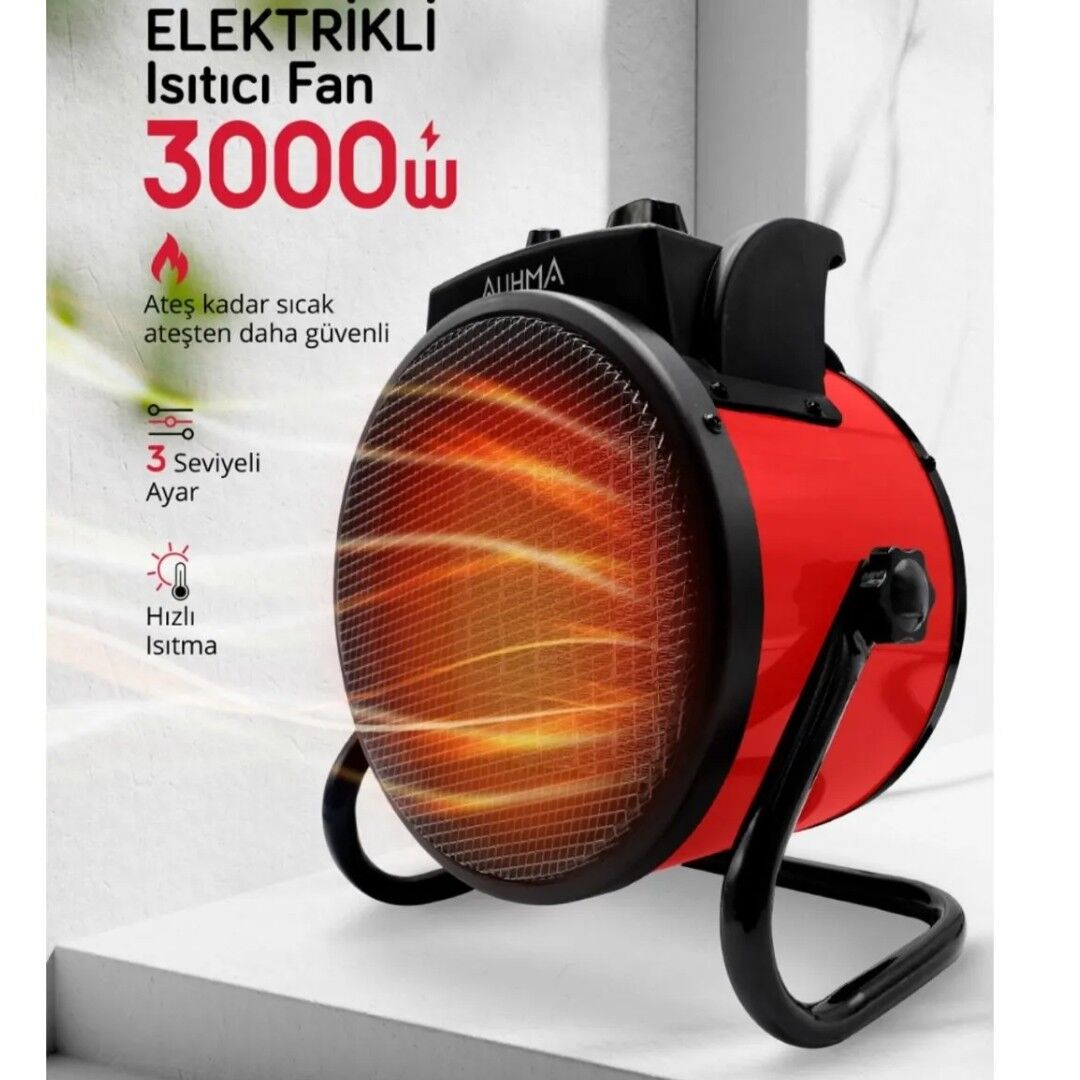 AUHMA Taşınabilir Elektrikli Soba Fanlı Isıtıcı 3000W Alınırmı 