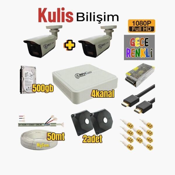 Mycam 2li Gece Görüşlü Led Işıklı Güvenlik Kamera Paketi