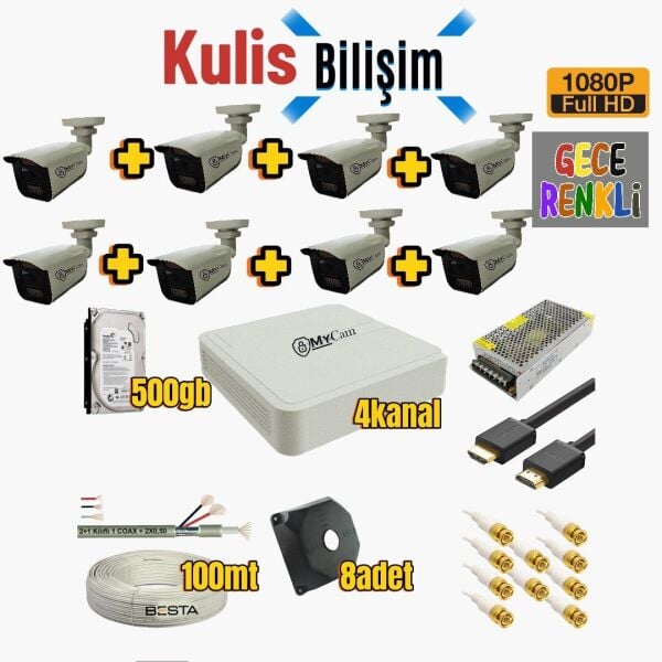 MYCAM AHD 8Lİ KAMERA FULL SET-kamera paketim