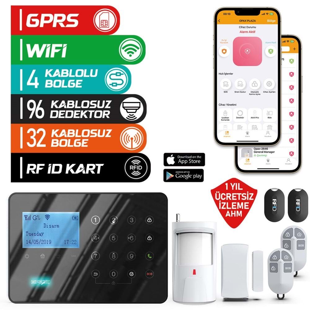 Ard-575+ Bgr-09 Gprs/Gsm/Wifi Kablosuz Alarm Paneli Ve Bgr-09 Kablosuz Sirenli (1 Yıl Ahm Ücretsiz)