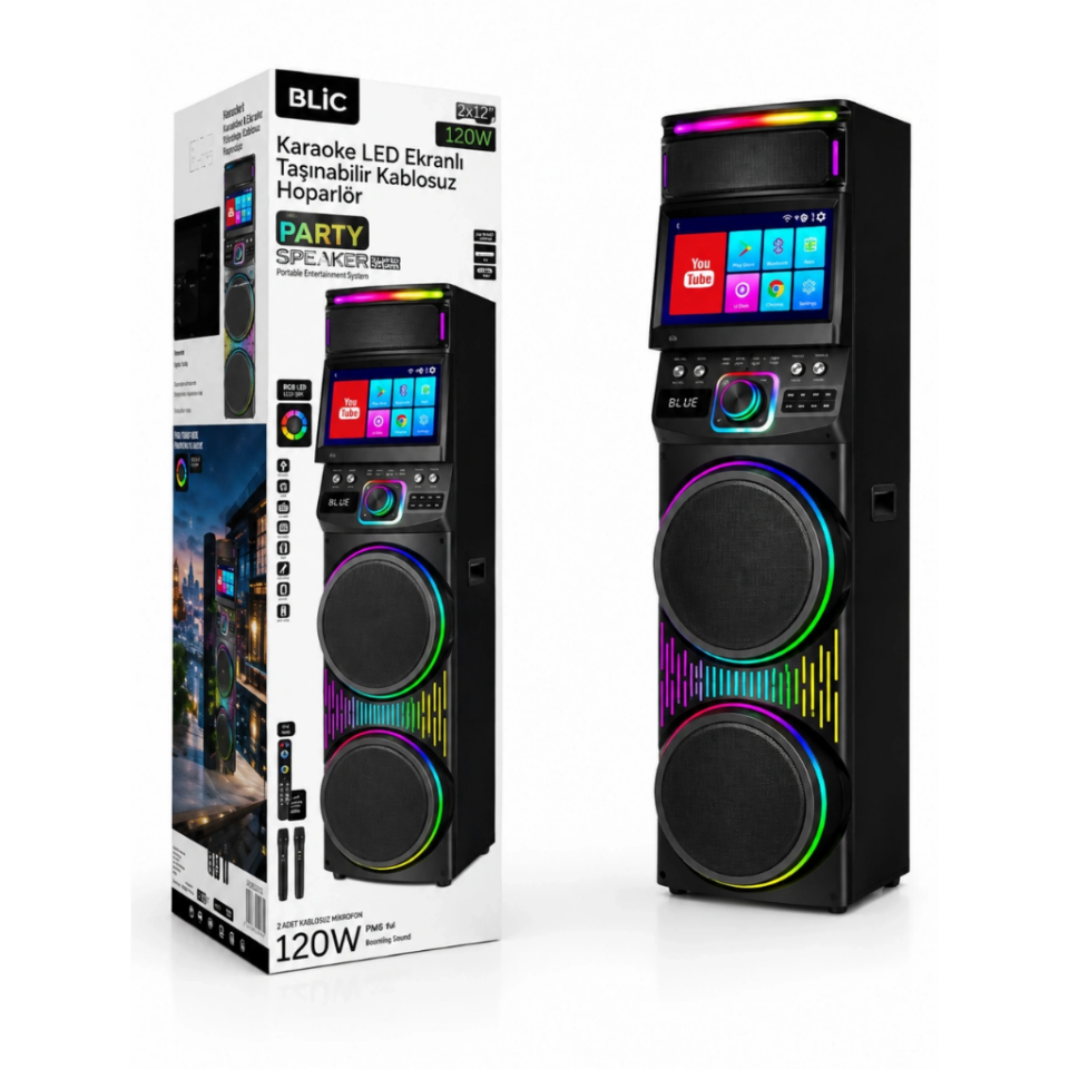 Ekranlı Ses Sistemi Blic BLS-82 12'' x 2 Bluetooth Hoparlör