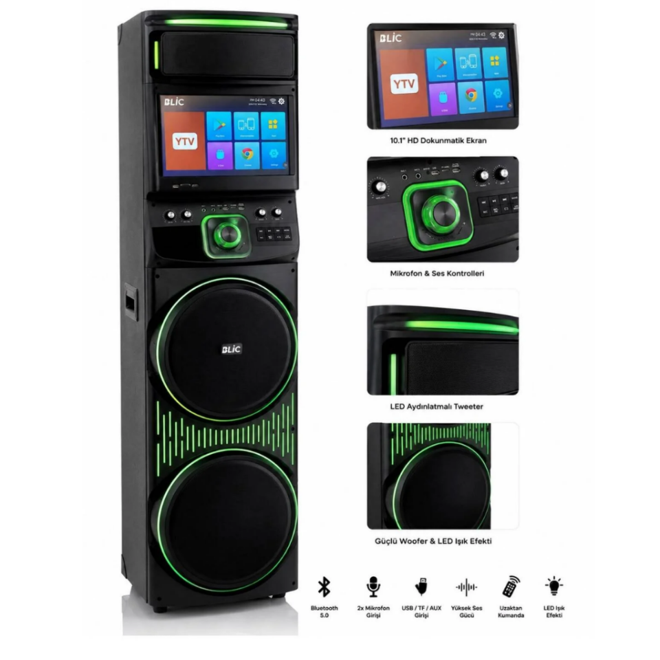 Ekranlı Ses Sistemi Blic BLS-82 12'' x 2 Bluetooth Hoparlör