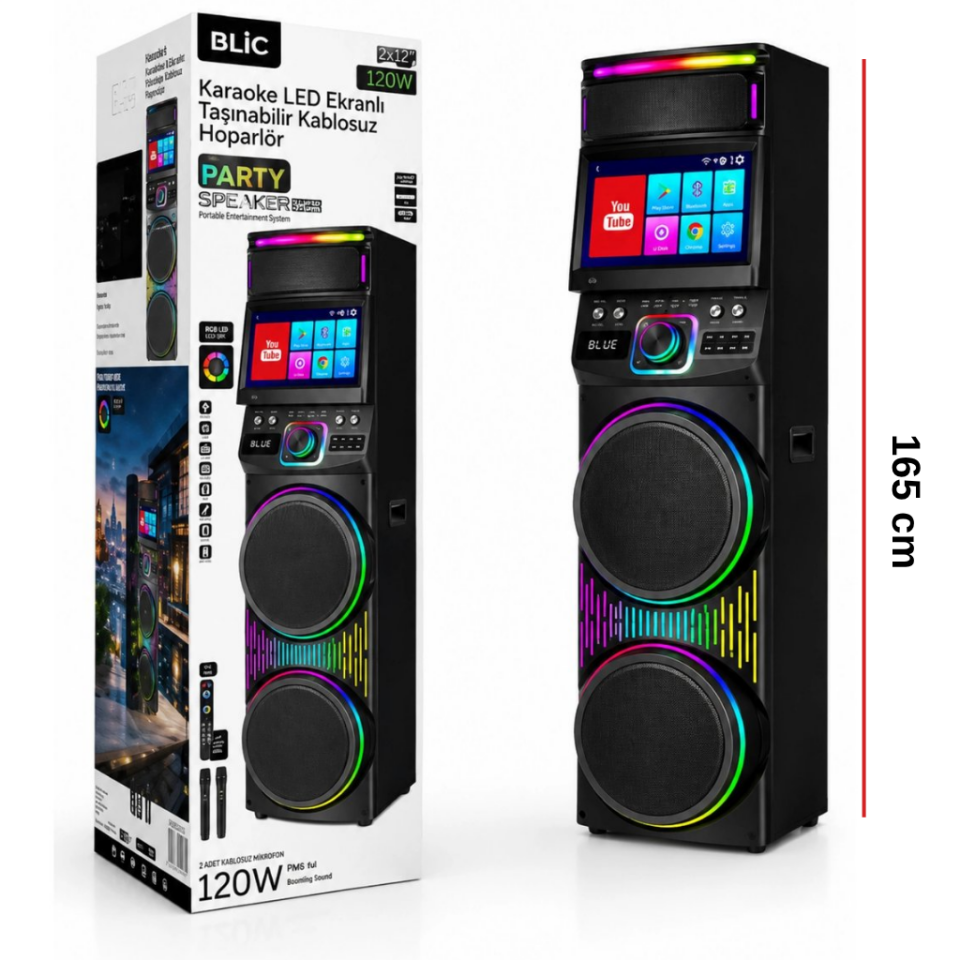 Ekranlı Ses Sistemi Blic BLS-82 12'' x 2 Bluetooth Hoparlör