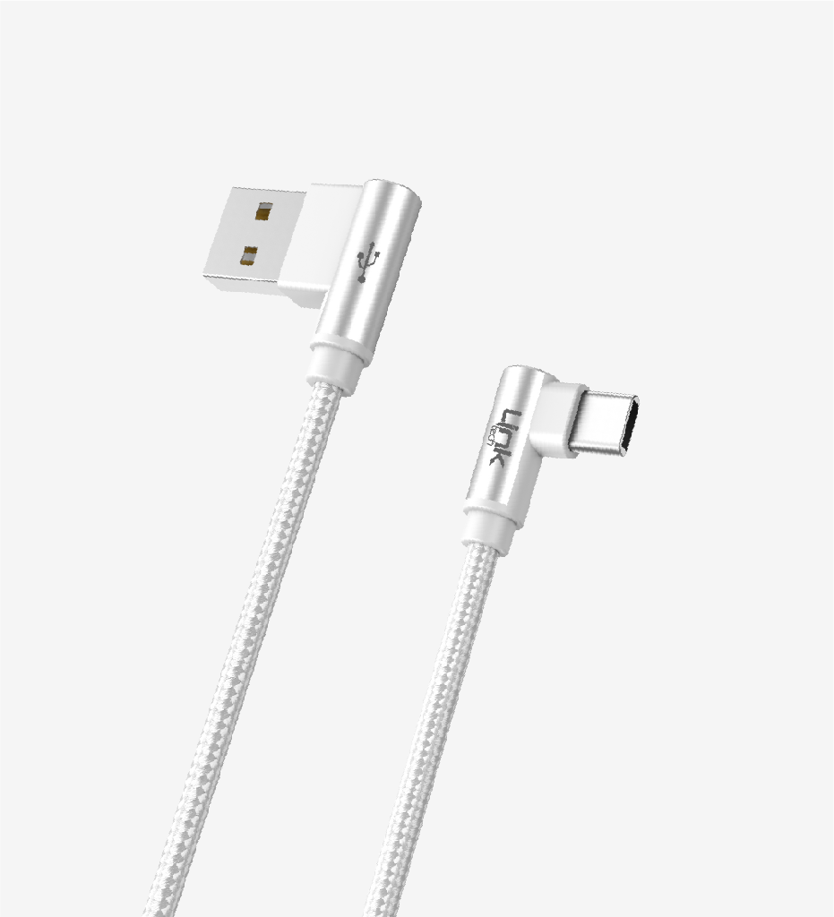 LİNKTECH K594 Gaming 90° Derece Metalik Başlıklı 1500mm 3A Örgülü USB Tip-C Şarj Kablosu