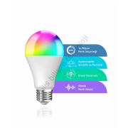 fulltech  Akıllı Rgb Led Lamba Ampül 9w 800 Lümen Wifi Tuya Uygulama Destekli Renk Değiştiren 16 Milyon Renk