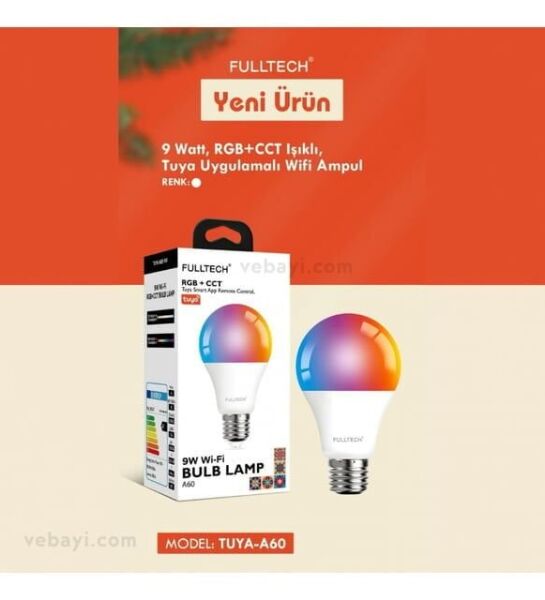 fulltech  Akıllı Rgb Led Lamba Ampül 9w 800 Lümen Wifi Tuya Uygulama Destekli Renk Değiştiren 16 Milyon Renk