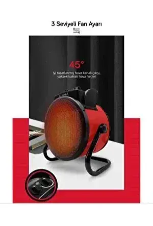 AUHMA Taşınabilir Elektrikli Soba Fanlı Isıtıcı Sıcak Hava Fan Sessiz Taşınabilir 3000W