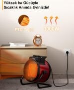 AUHMA Ath1 Taşınabilir Elektrikli Soba Fanlı Isıtıcı 3000W