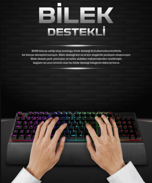 Blic BKB5 Mekanik Klavye: RGB Red Switch ve Bilek Desteği