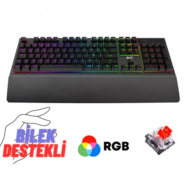 Blic BKB5 Mekanik Klavye: RGB Red Switch ve Bilek Desteği