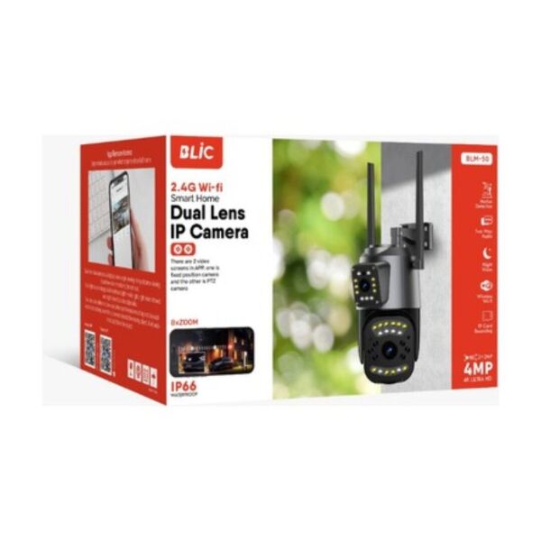 Blic Blm-50 Çift Lens Akıllı Wifi+Ethernet IP Kamera Su Geçirmez Kablosuz Kamera