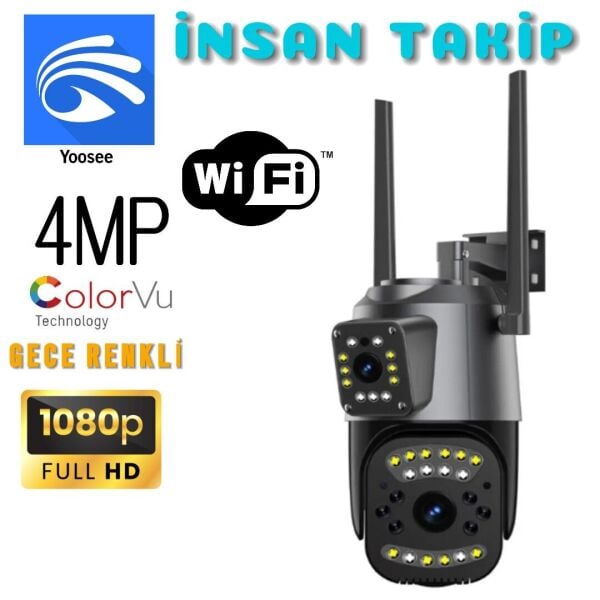 Blic Blm-50 Çift Lens Akıllı Wifi+Ethernet IP Kamera Su Geçirmez Kablosuz Kamera