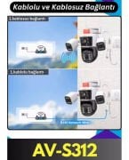 Avenir AV-S312 Wi-Fi Akıllı Ip ve Kablolu Çift Başlıklı 3 Lens 3 Kameralı 12 Mega Piksel