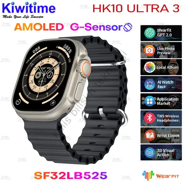 Hk10 Ultra3 Max 2.02 İnç Akıllı Saat All Robot  Gümüş
