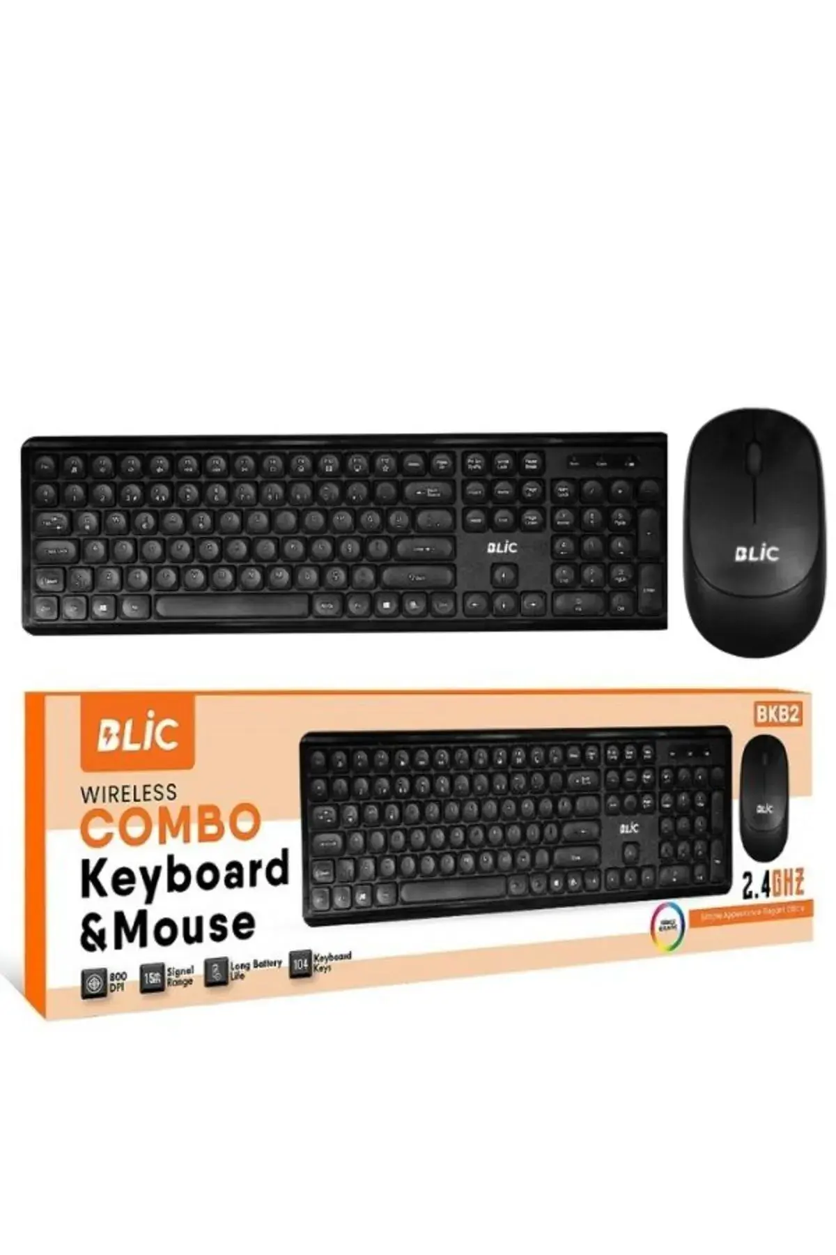 Blic BKB2 Siyah Türkçe Q Kablosuz Klavye Mouse Set Ev Ofis Kullanıma Uygun