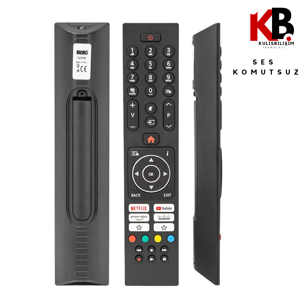 Vestel TV Kumandası 0124  Netflix YouTube Twitch Tuşlu