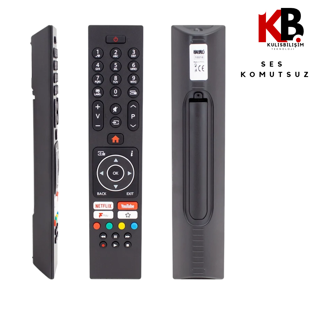 Vestel TV Kumandası 18814 | Netflix YouTube Play Tuşlu Yedek