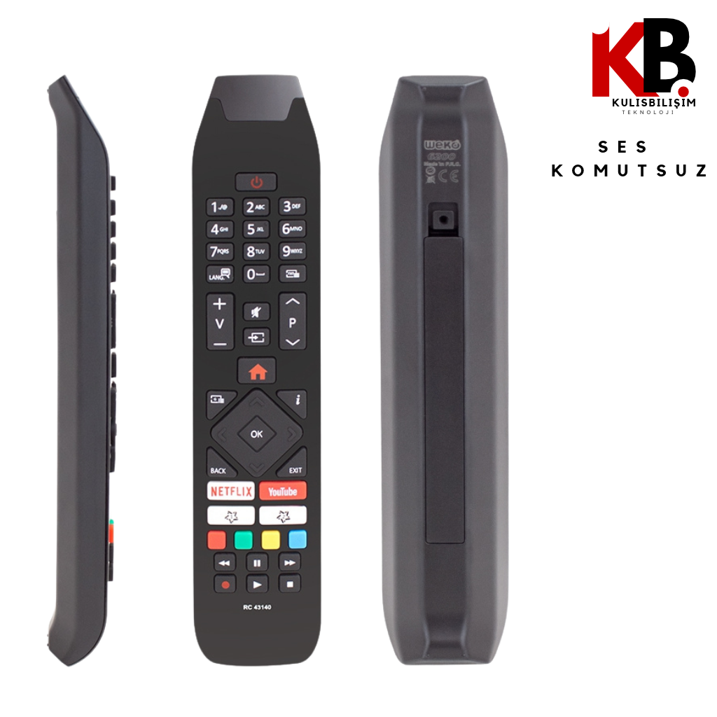 Vestel TV Kumandası RC 43140 6200 | Netflix YouTube Tuşlu