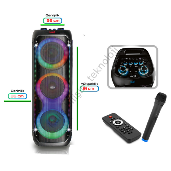 Auris Kln-50 8*3 İnç Dev Boy Party Speaker Bluetooth Hoparlör