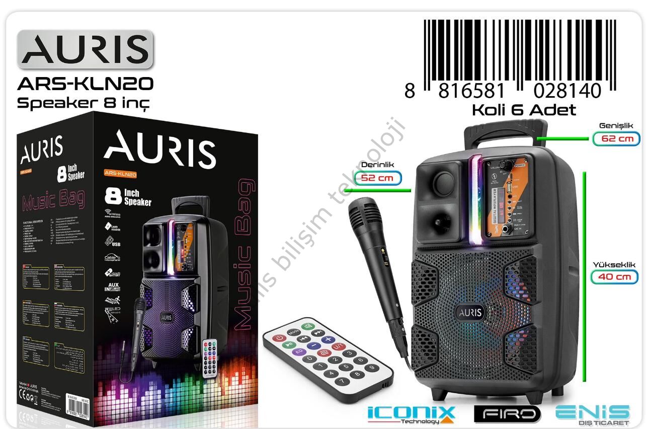 Auris KLN20 Hoparlör Mikraofonlu k21 (40/52/62 cm)