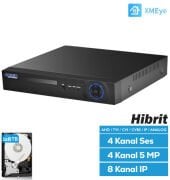 AVENİR  AV-TC04GM Ahd DVR 4 Kanal 5mp 1080P H265 5ın1 Hibrit Xmeye Kayıt Cihazı