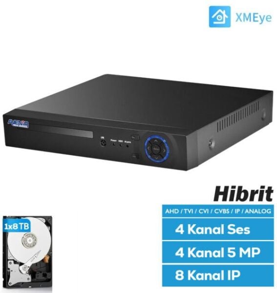 AVENİR  AV-TC04GM Ahd DVR 4 Kanal 5mp 1080P H265 5ın1 Hibrit Xmeye Kayıt Cihazı