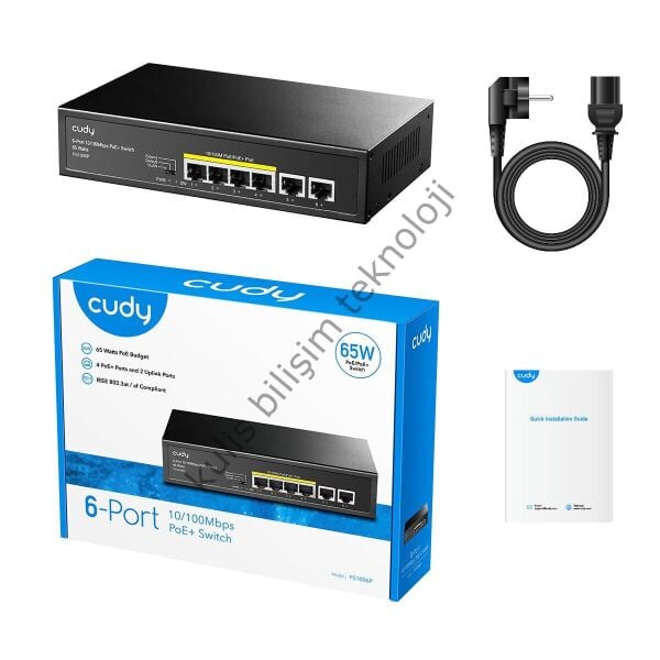CUDY FS1018PS1 16 Port 10/100 Yönetilemez +2 Port Gb. 1 SFP (1GB) Rack mount (16 Port Poe+) 200W Switch