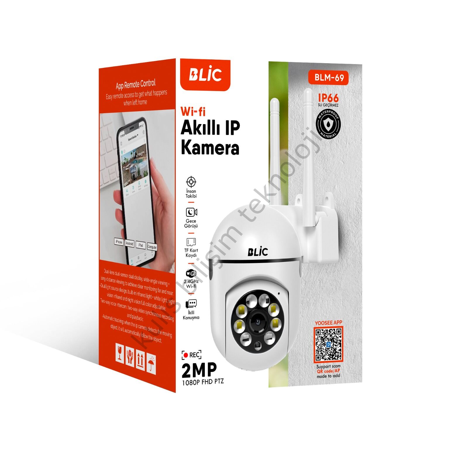 blic blm-69 IP66 su geçirmez kamera 2mp wifi yoosee kamera