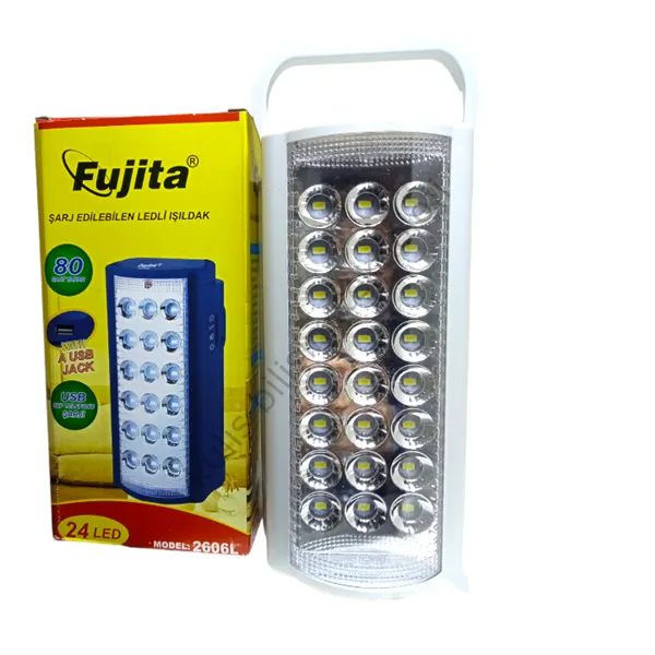 Fujita 2606L Usb Şarj Çıkışlı 24 Led 80 Saat Akülü Şarjlı Işıldak