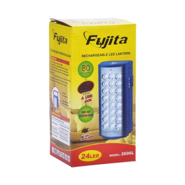 Fujita 2606L Usb Şarj Çıkışlı 24 Led 80 Saat Akülü Şarjlı Işıldak