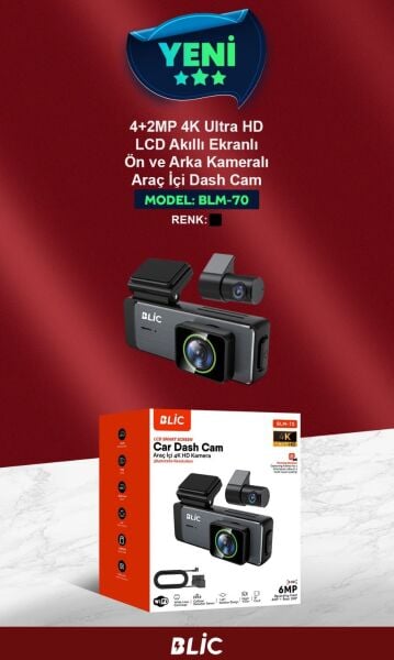 Blic blm-70 Dashcam Araç Kamerası Ön Arka Araç İç Dış