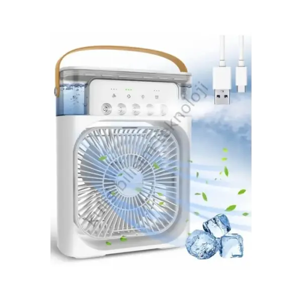 Blic BWFN10 Beyaz Buzlu Vantilatör Mini Fan 5 Spreyli Su Püskürtmeli 600 ML Buhar Makinesi Nemlendirici Mini Klima