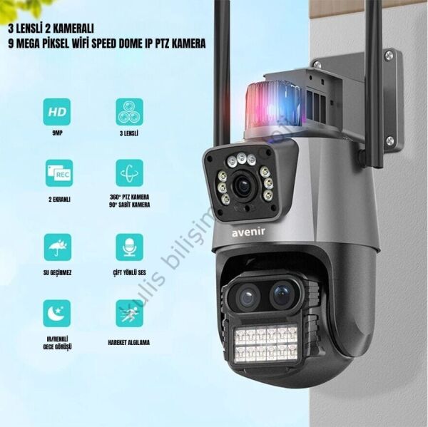 Avenir 4MP 3 Lensli 10X Zoom Ptz Wifi Kamera AV-M21Y YOOSEE