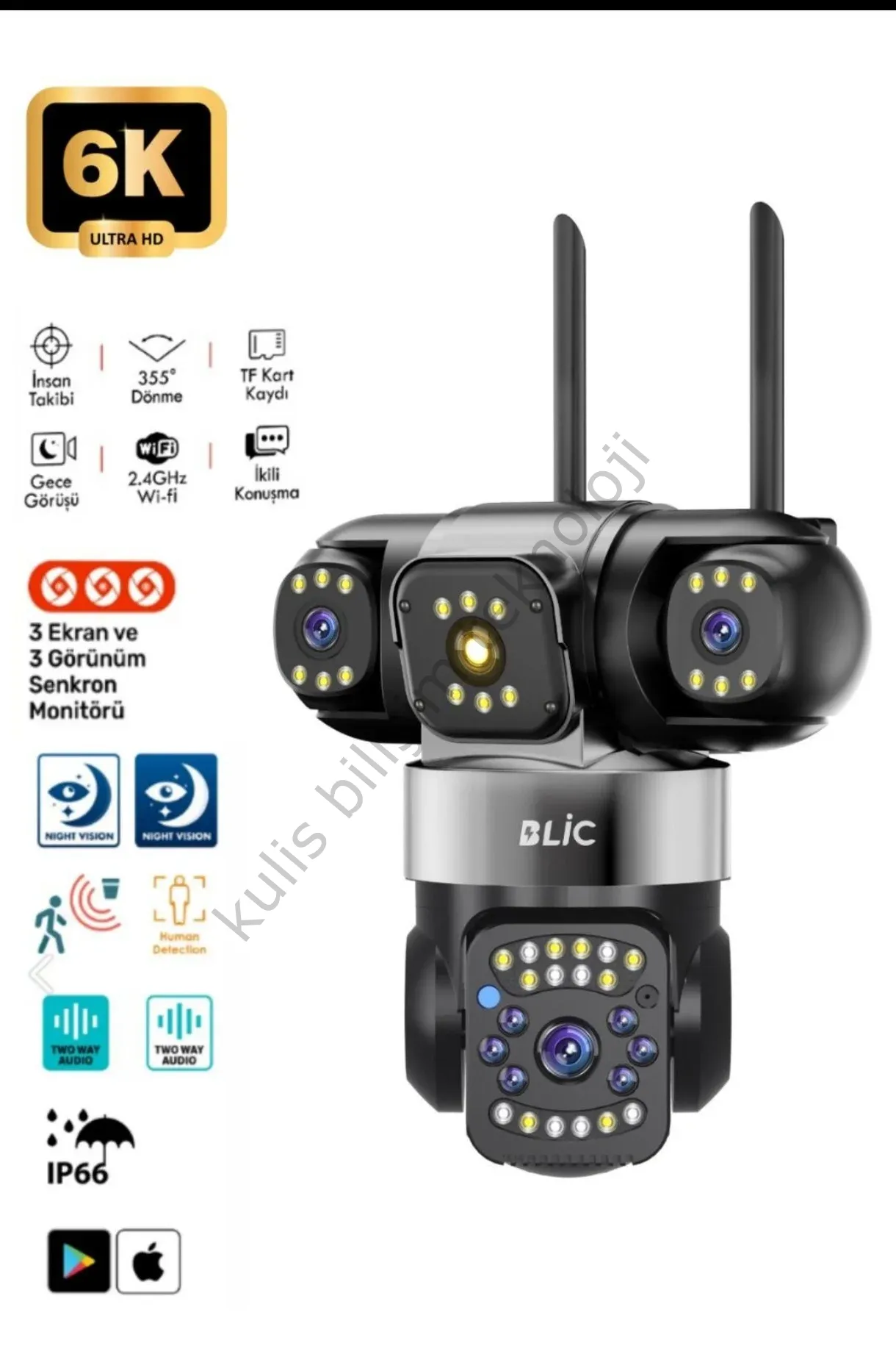 Blic BLIC BLM-74 Wifi İP Kamera  6mp 3 Ekran