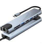 8’i 1 Arada Type-C To USB 4K HDMI RJ45 Ethernet 87W Pd Şarj Sd/tf Kart Okuyucu Hub Dönüştürücü