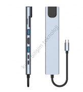 8’i 1 Arada Type-C To USB 4K HDMI RJ45 Ethernet 87W Pd Şarj Sd/tf Kart Okuyucu Hub Dönüştürücü