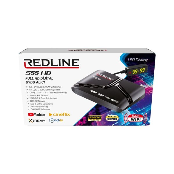 Redline S55 Dahili Wifi Full Hd Uydu Alıcısı Bluetooth kumanda
