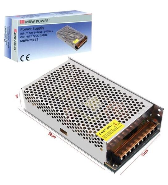 Mervesan (MRW-250-12) 250 WATT 12VDC 20 AMP Adaptör